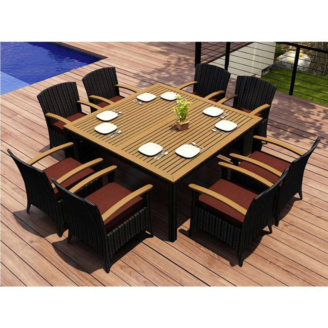 Arbor 9 Piece Arm Square Dining Set