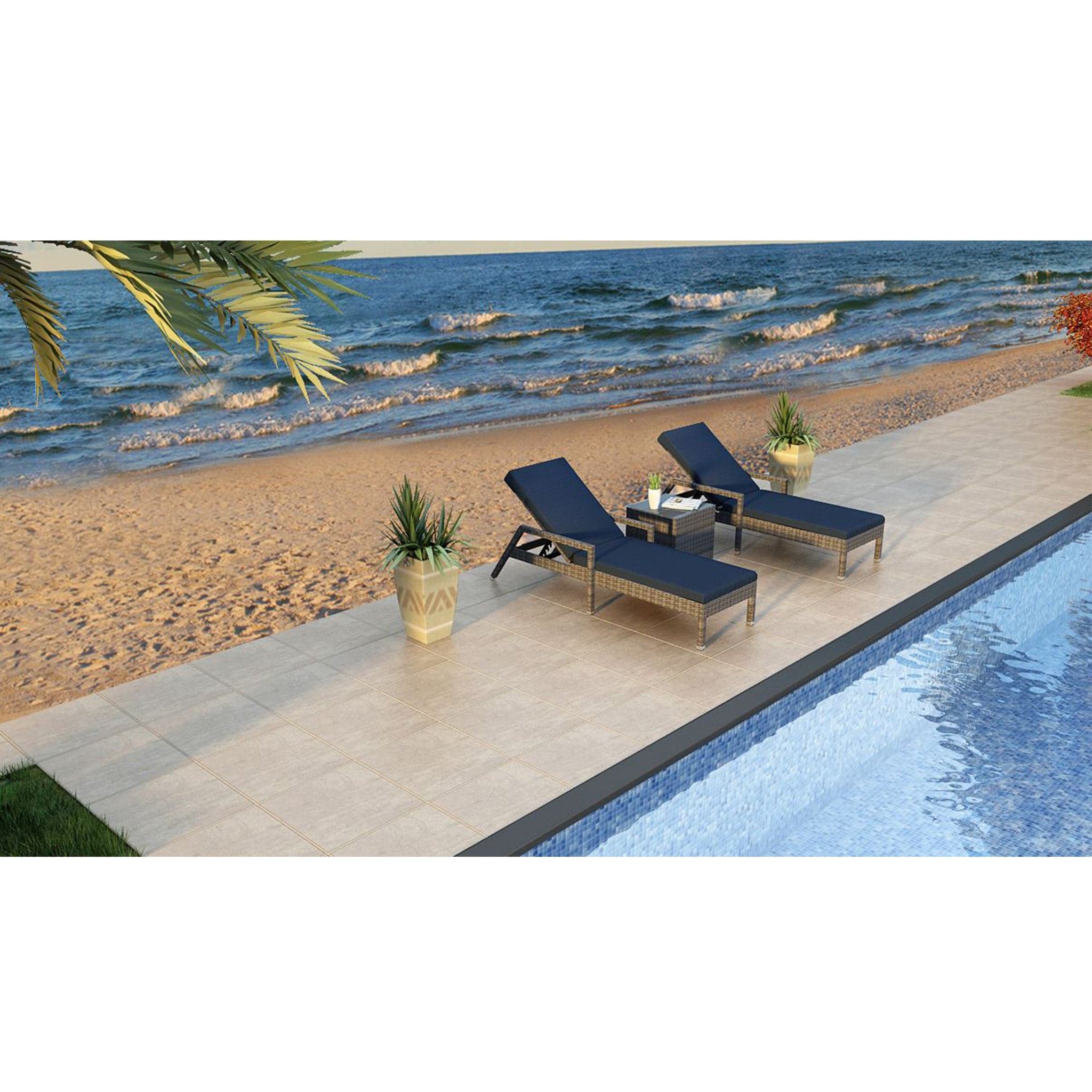 District 3 Piece Reclining Chaise Lounge Set