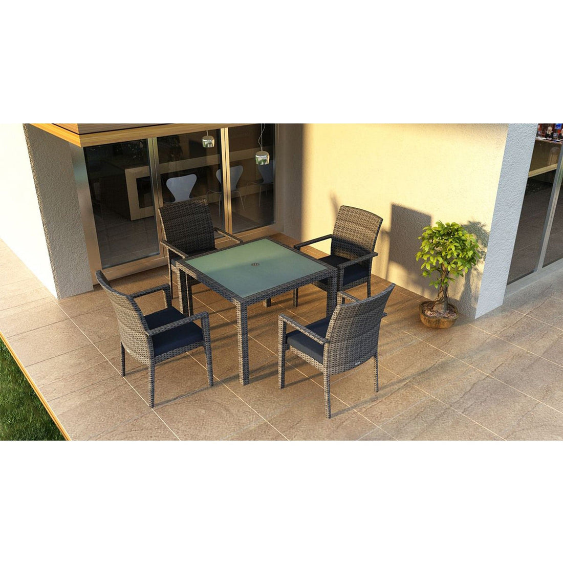 District 5 Piece Arm Square Dining Set