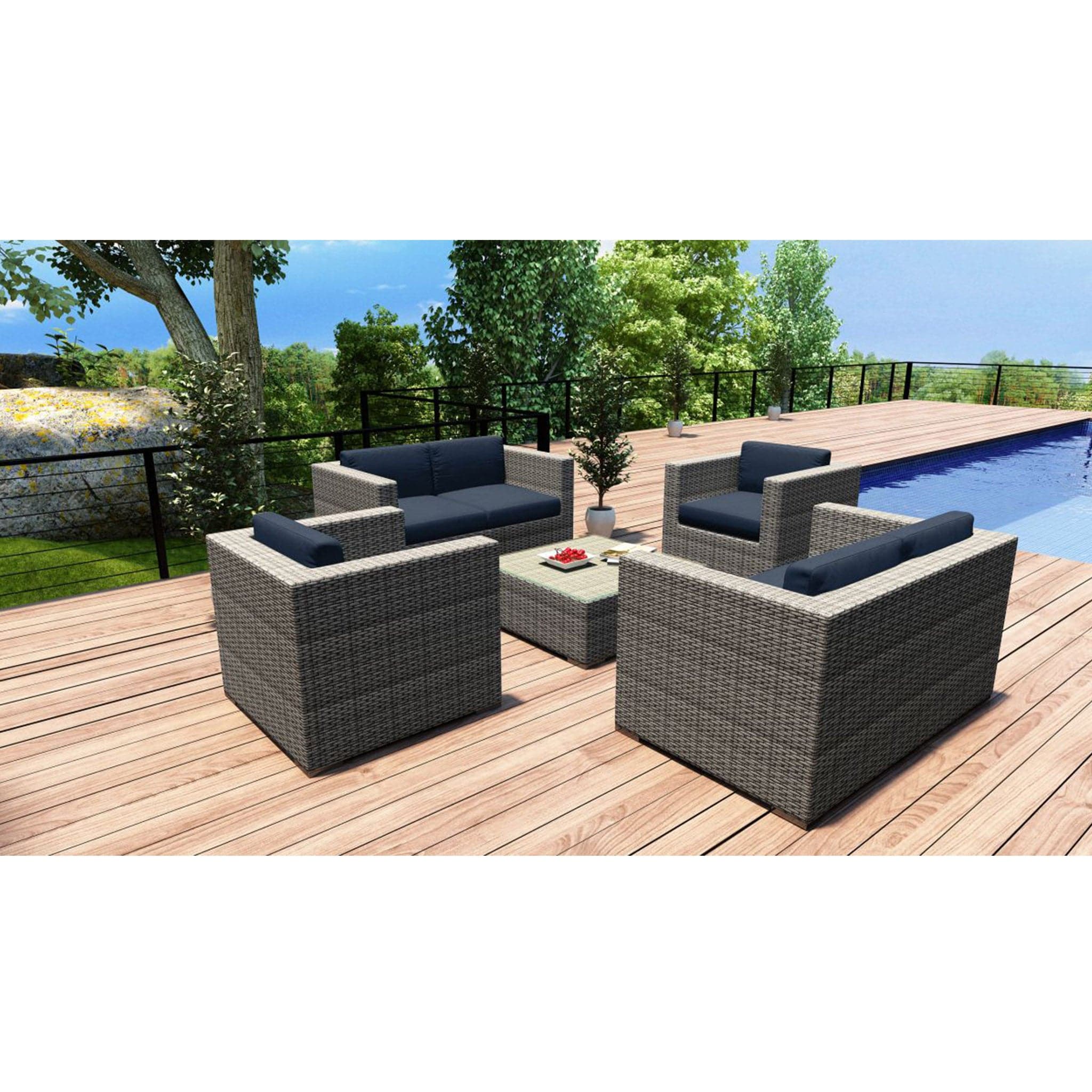 District 5 Piece Double Loveseat Set