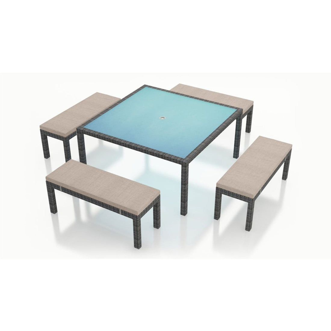 District 5 Piece 8-Seat Bench Square Dining Set