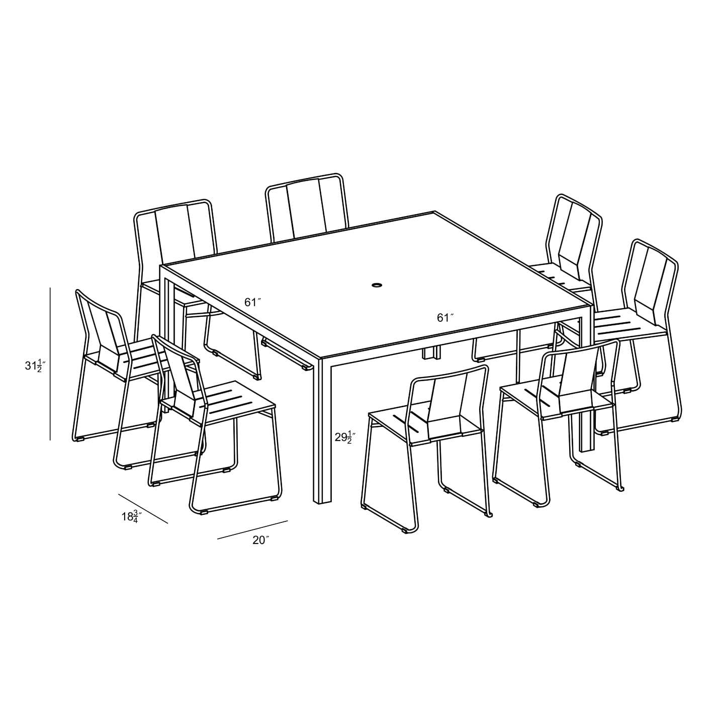 Frank 9 Piece Square Dining Set