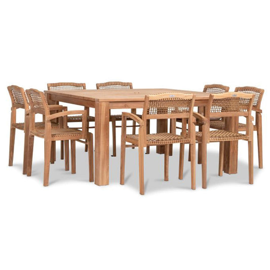  Sands 9 Piece Arm Square Dining Set 