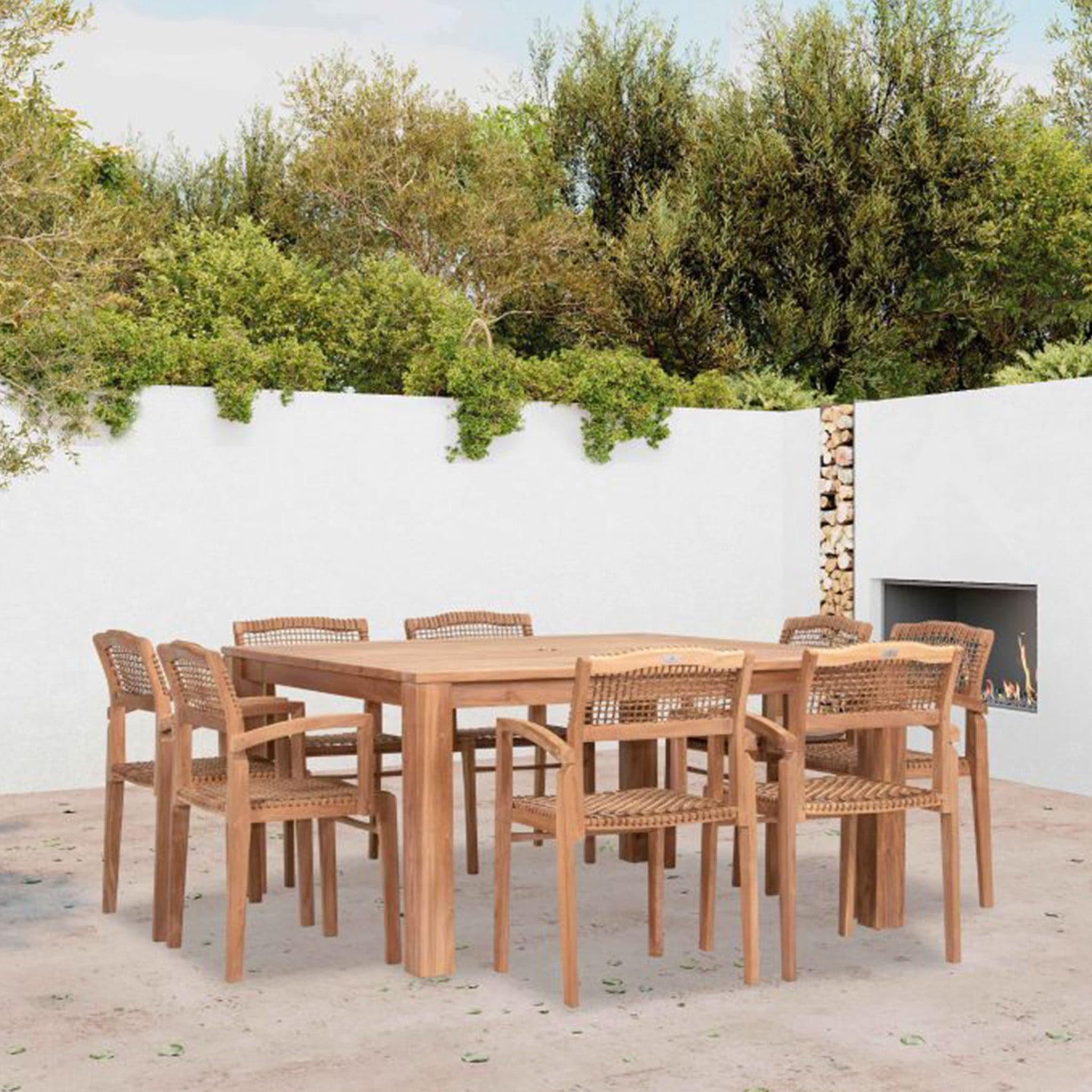 Sands 9 Piece Arm Square Dining Set