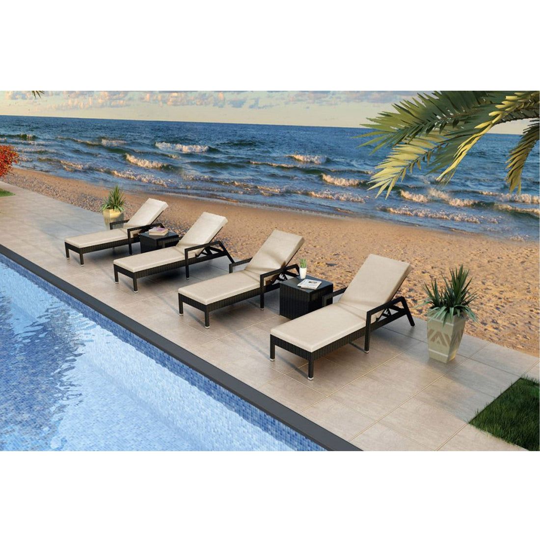 Urbana 6 Piece Reclining Chaise Lounge Set