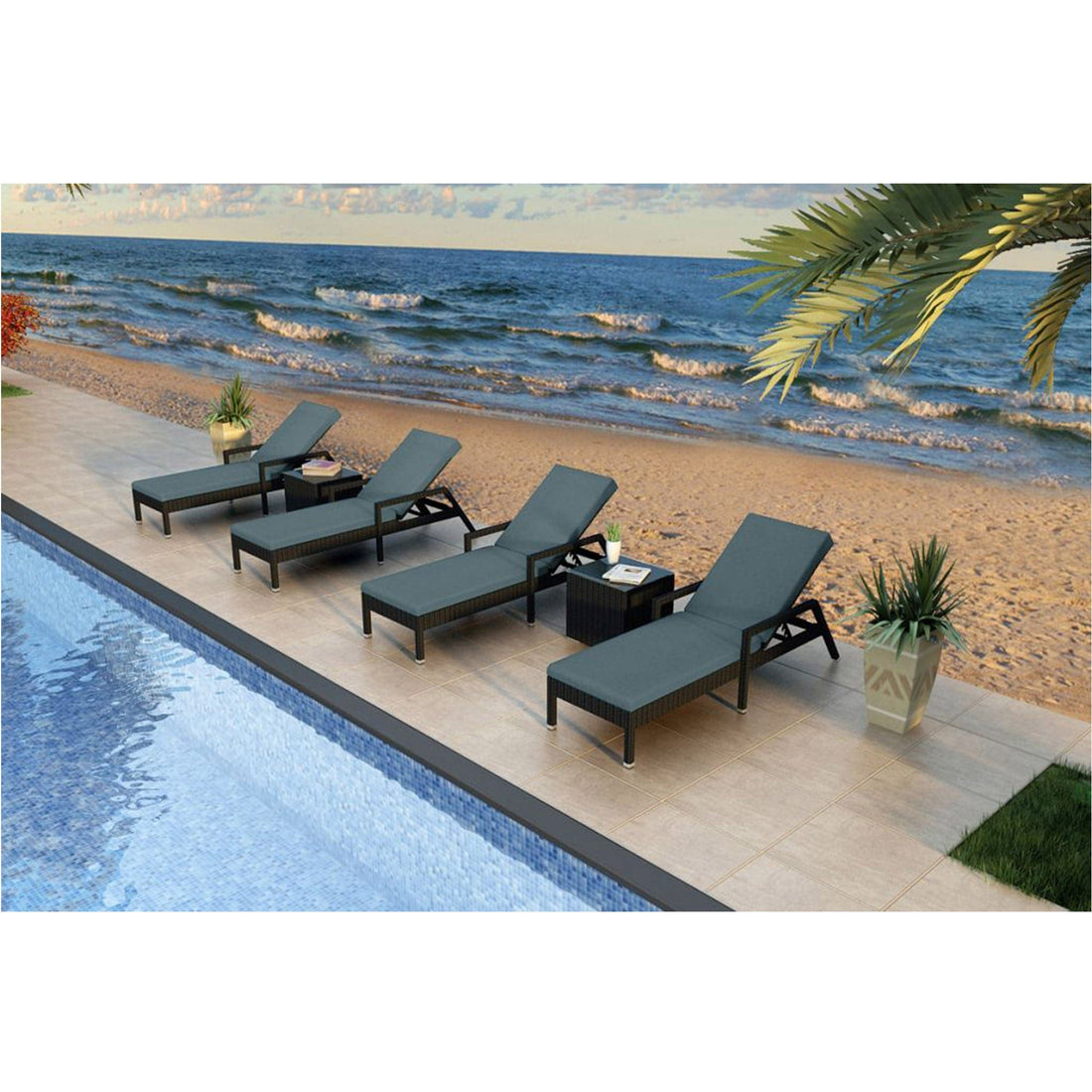 Urbana 6 Piece Reclining Chaise Lounge Set