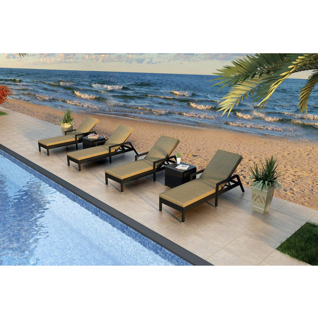 Urbana 6 Piece Reclining Chaise Lounge Set