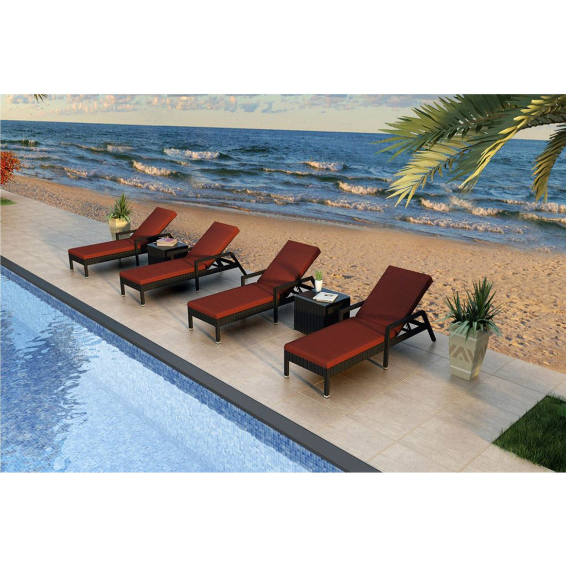 Urbana 6 Piece Reclining Chaise Lounge Set