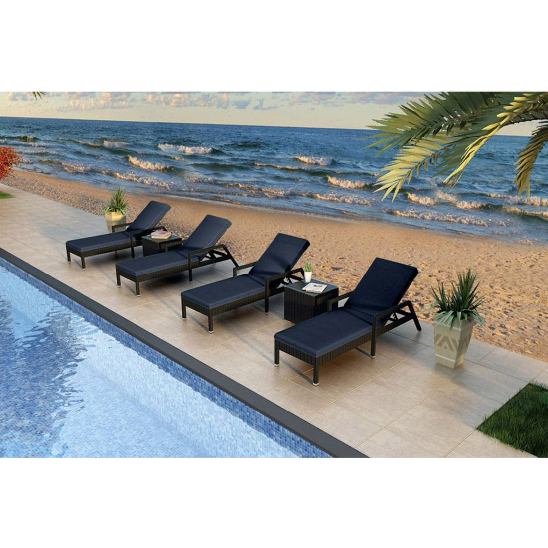 Urbana 6 Piece Reclining Chaise Lounge Set