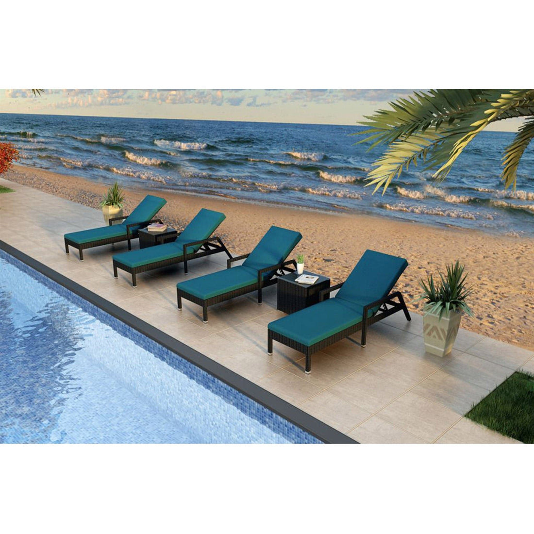 Urbana 6 Piece Reclining Chaise Lounge Set