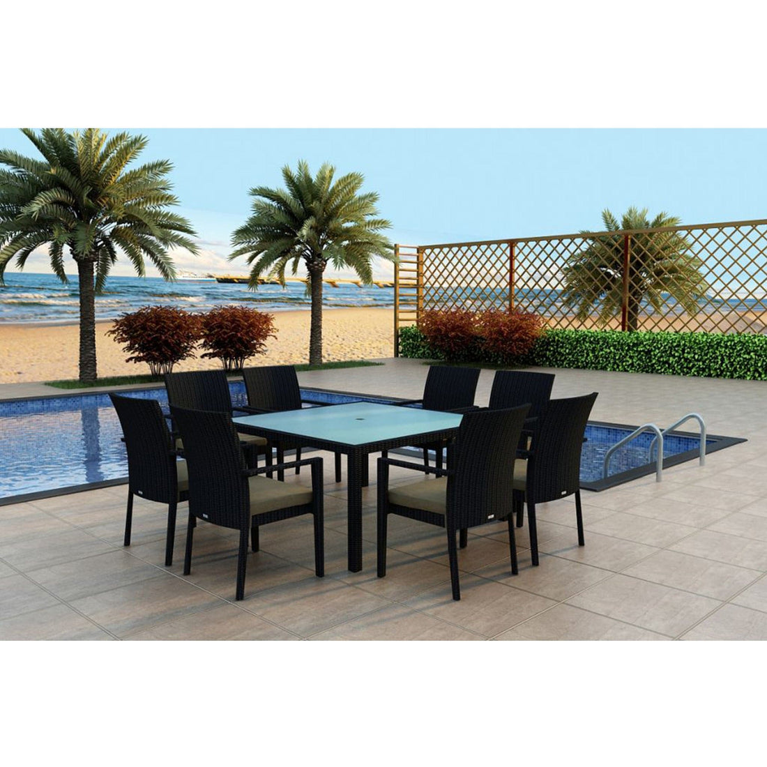 Urbana 9 Piece Square Arm Dining Set