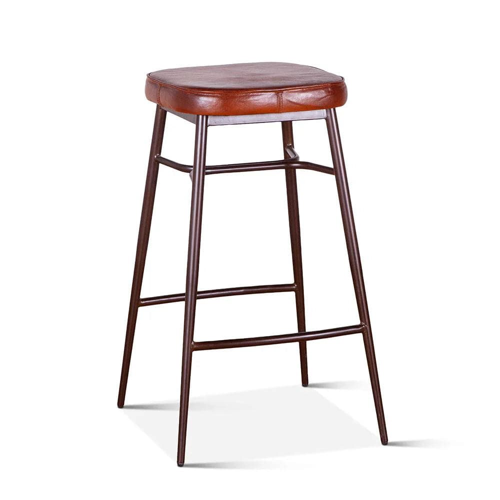 Hudson Backless Leather Counter Stool