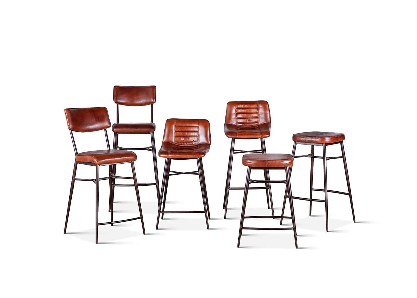 Hudson High Back Leather Bar Chair