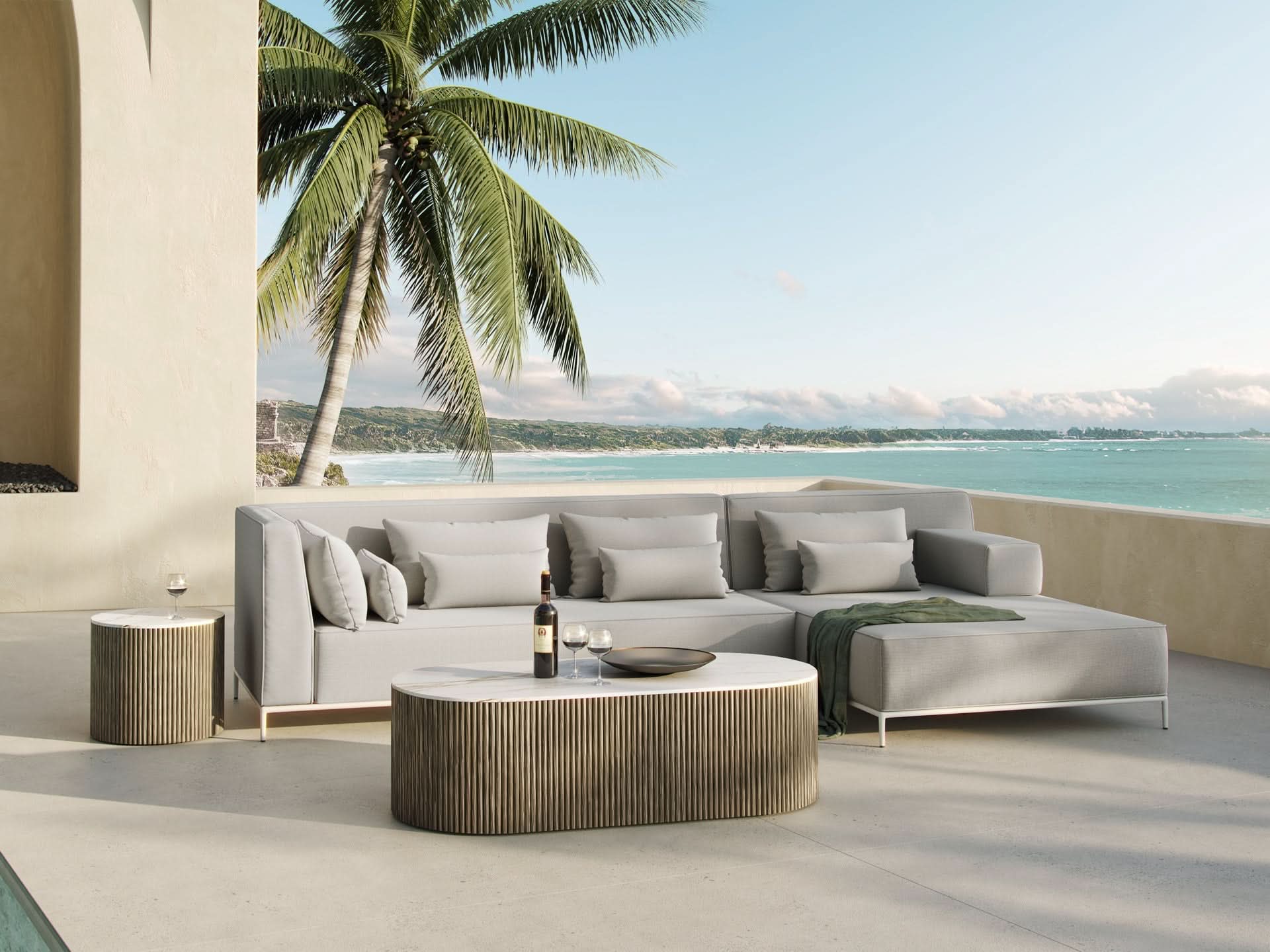 Selca Outdoor Coffee Table - lifestyle view