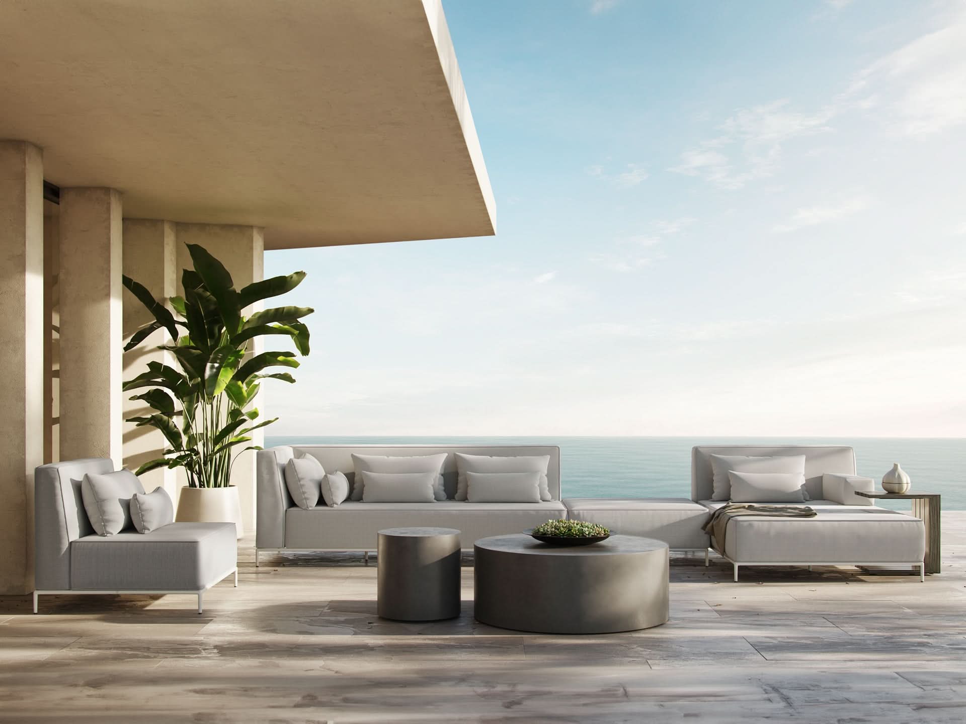 Orien Outdoor Ottoman - lifestyle view