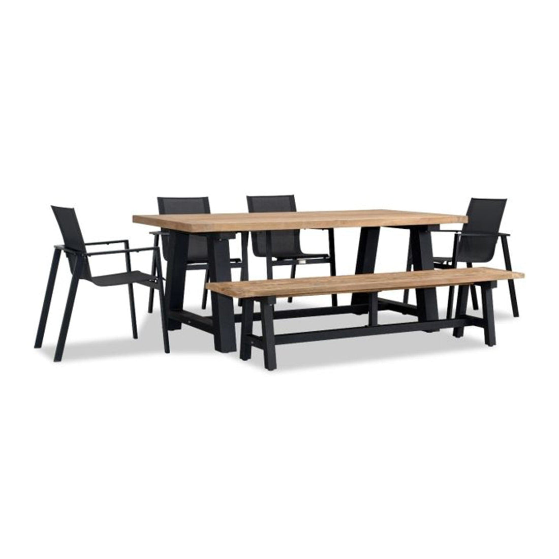 Lift Mill 6 to 7 Seat Reclaimed Teak Dining Set w/ Bench