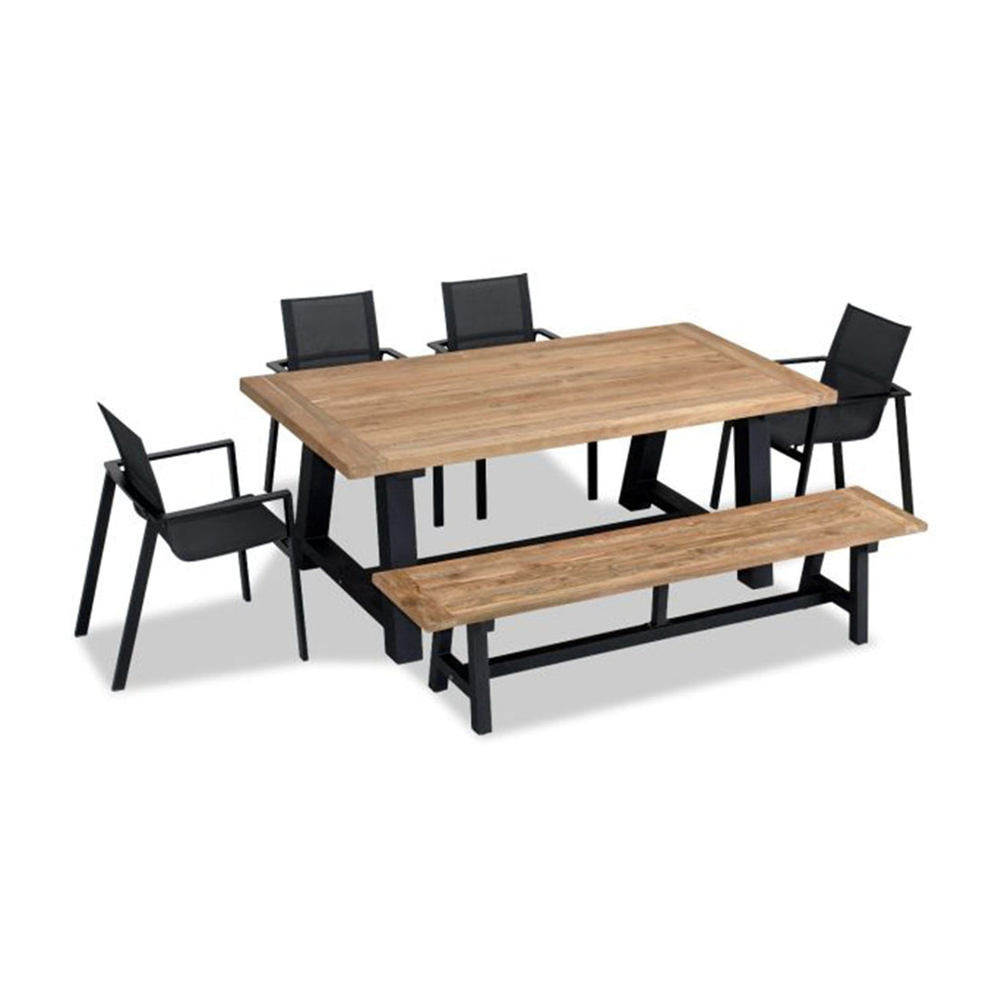 Lift Mill 6 to 7 Seat Reclaimed Teak Dining Set w/ Bench