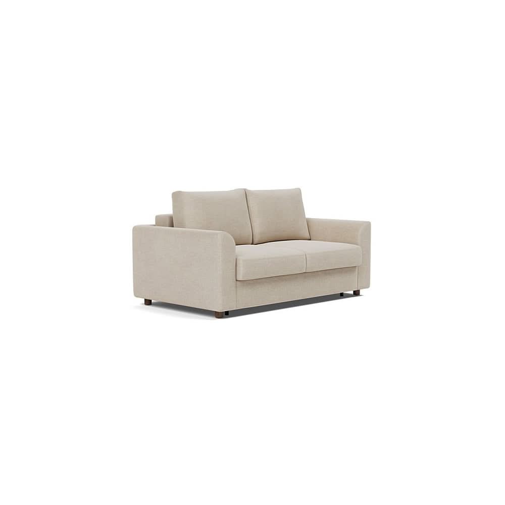 Neah Sofa Bed with Curved Arms in Size Full with Fabric Color of Phobos Latte - 586