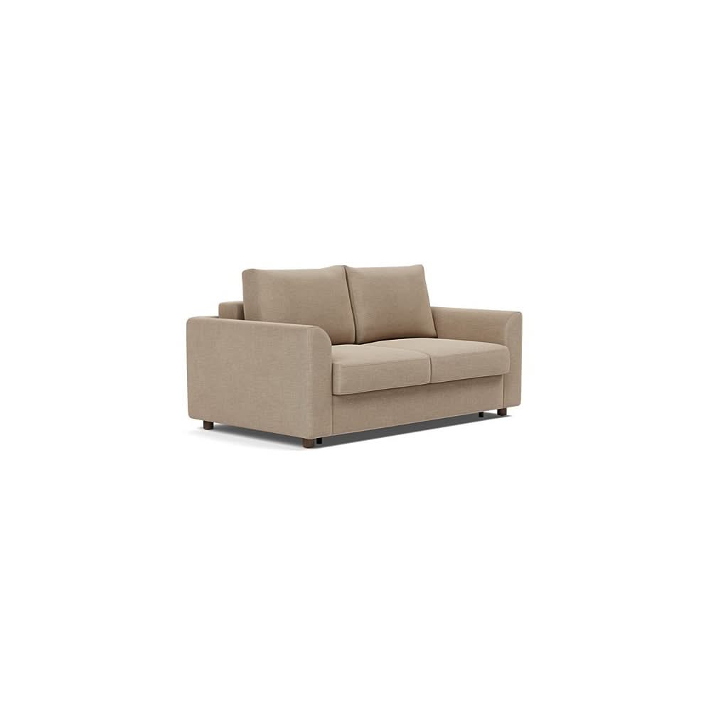 Neah Sofa Bed with Curved Arms in Size Full with Fabric Color of Phobos Mocha - 587