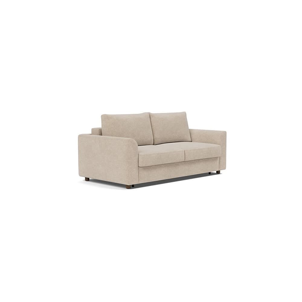 Neah Sofa Bed with Curved Arms in Size Queen with Fabric Color of Adario Taupe - 257