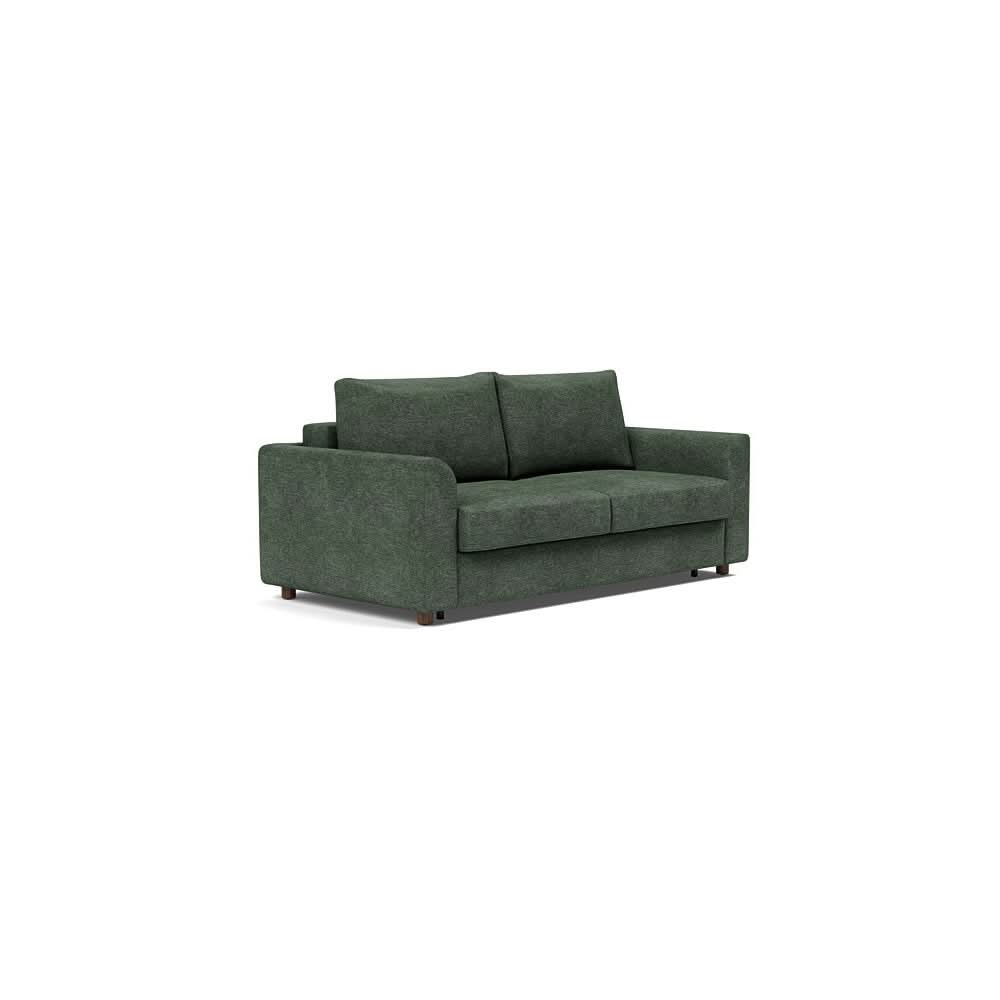 Neah Sofa Bed with Curved Arms in Size Queen with Fabric Color of Avella Pine Green - 281