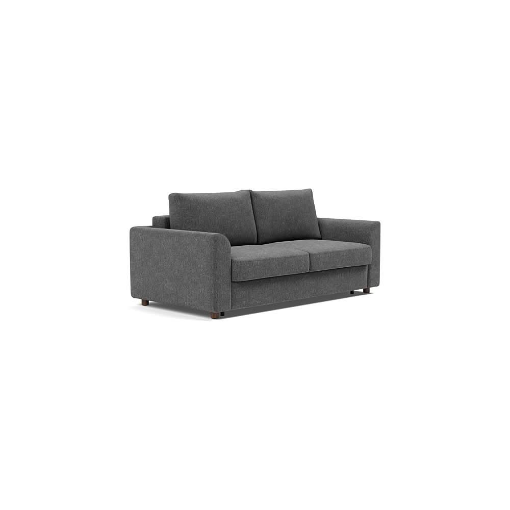 Neah Sofa Bed with Curved Arms in Size Queen with Fabric Color of Taura Deep Grey - 350