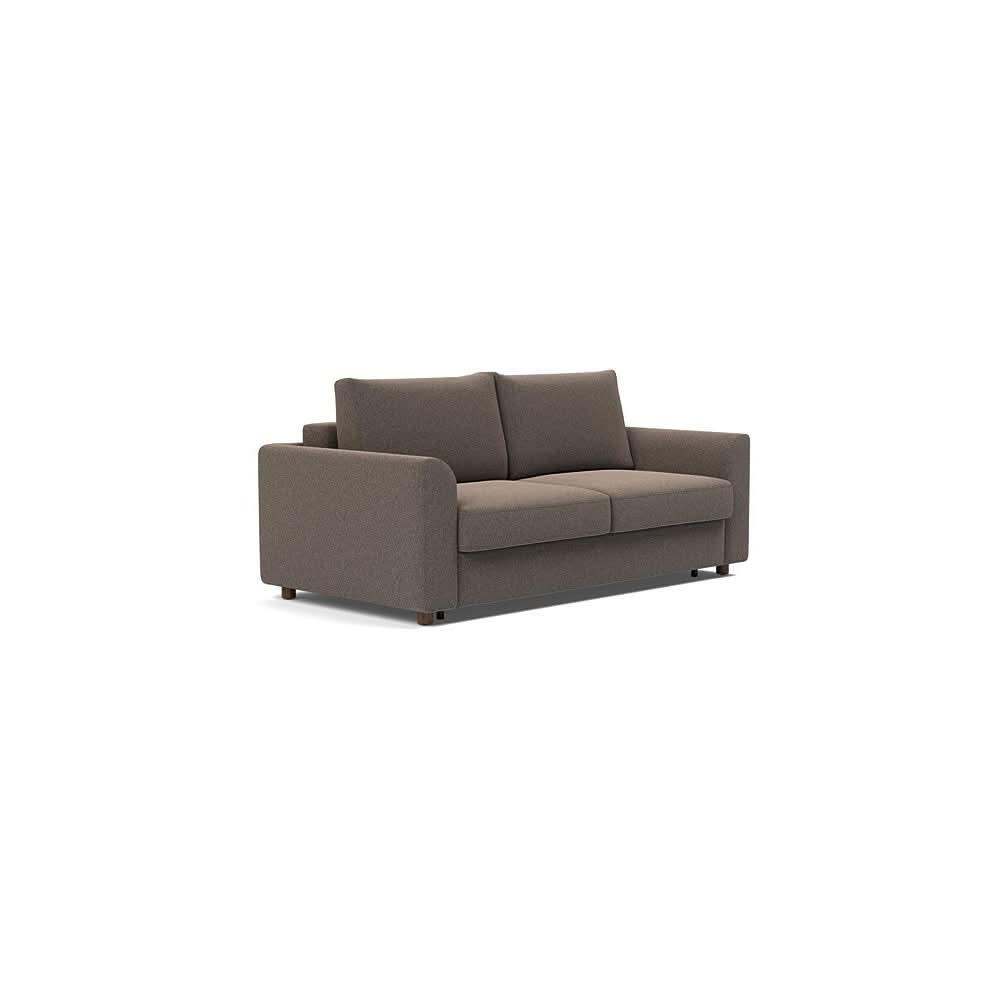 Neah Sofa Bed with Curved Arms in Size Queen with Fabric Color of Boucle Taupe - 530