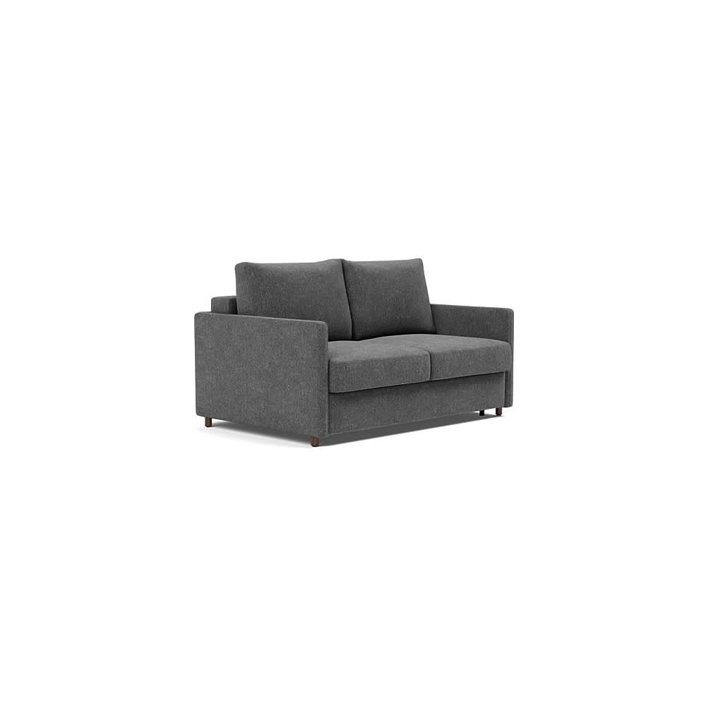 Neah Sofa Bed with Slim Arms in Size Full with Fabric Color of Taura Deep Grey - 350