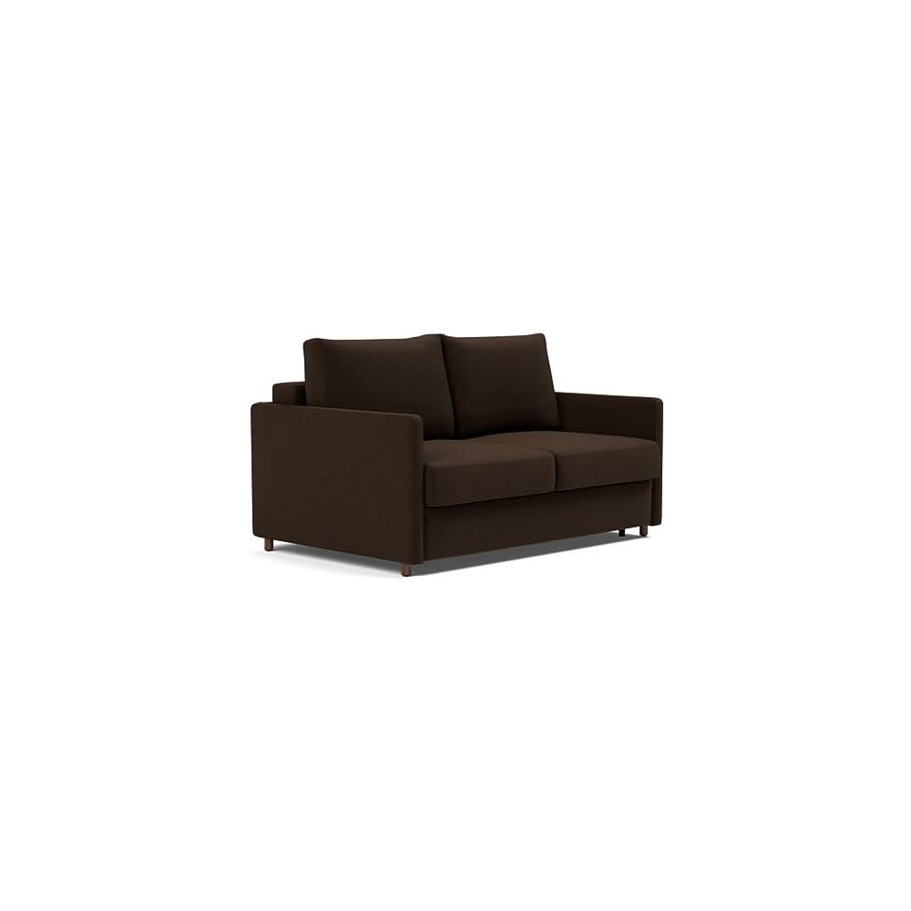 Neah Sofa Bed with Slim Arms in Size Full with Fabric Color of Taura Chocco - 358
