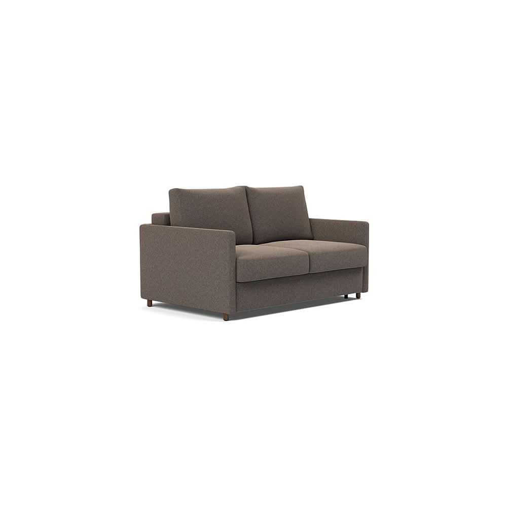Neah Sofa Bed with Slim Arms in Size Full with Fabric Color of Boucle Taupe - 530
