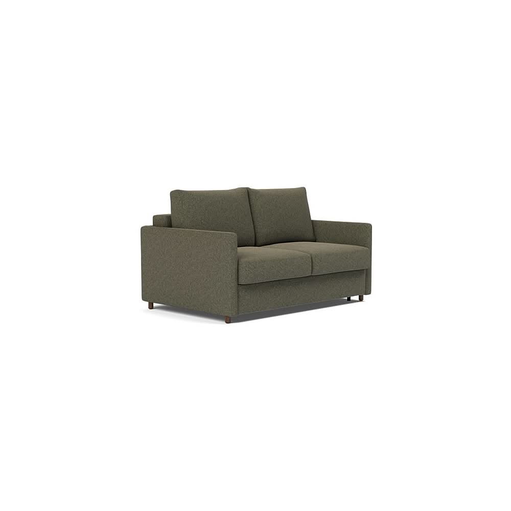 Neah Sofa Bed with Slim Arms in Size Full with Fabric Color of Boucle Forest Green - 535