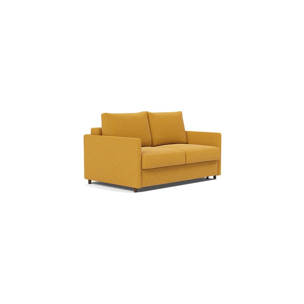 Neah Sofa Bed with Slim Arms in Size Full with Fabric Color of Boucle Ochre - 536