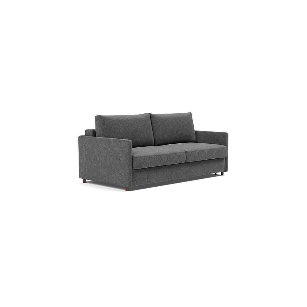 Neah Sofa Bed with Slim Arms in Size King with Fabric Color of Taura Deep Grey - 350