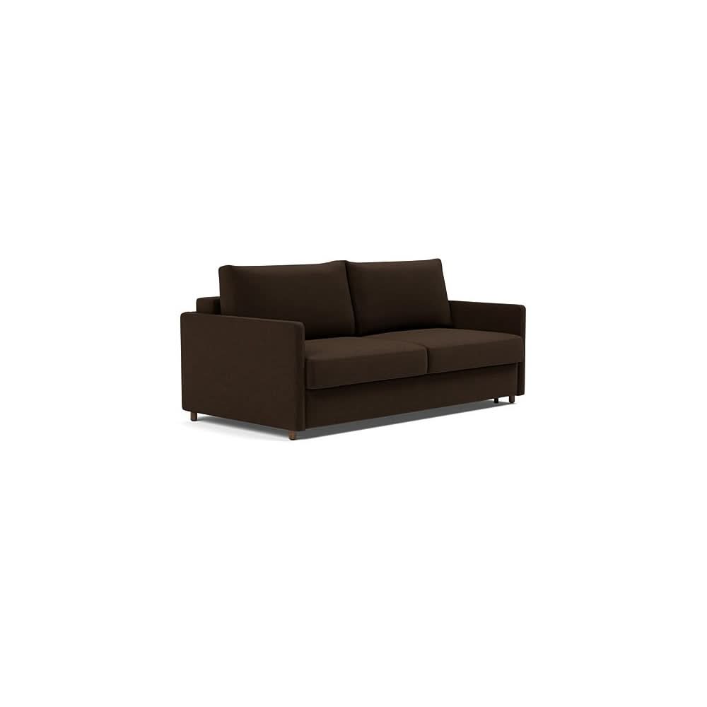 Neah Sofa Bed with Slim Arms in Size King with Fabric Color of Taura Chocco - 358