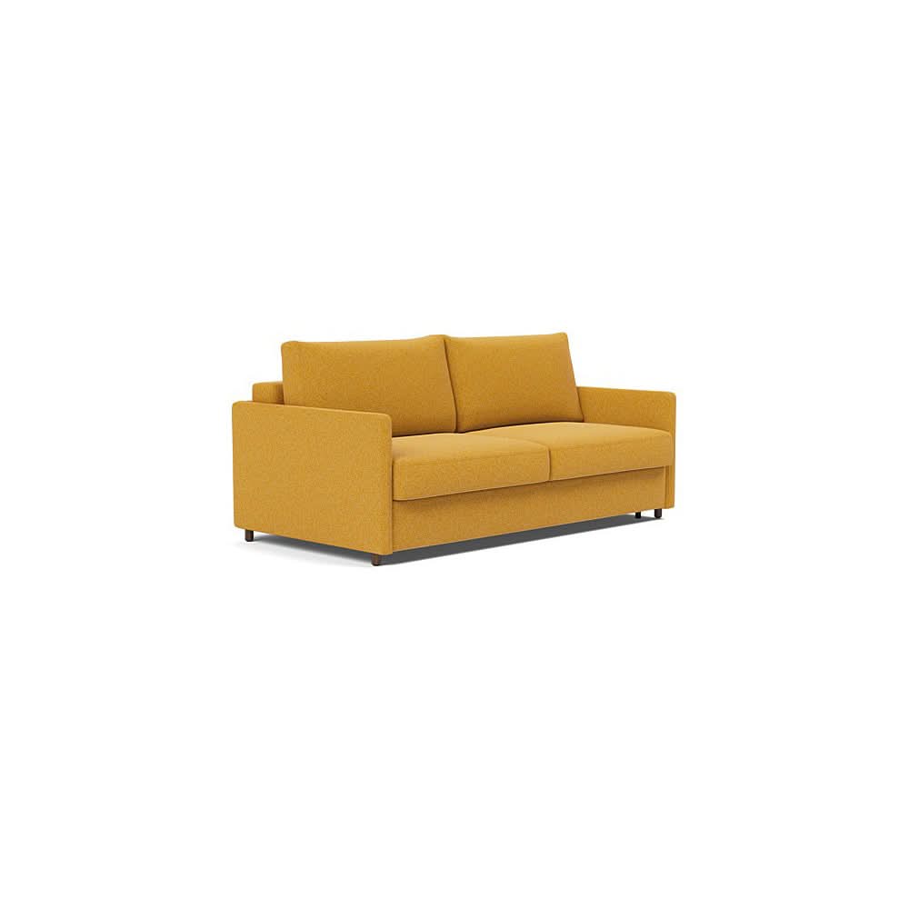 Neah Sofa Bed with Slim Arms in Size King with Fabric Color of Boucle Ochre - 536