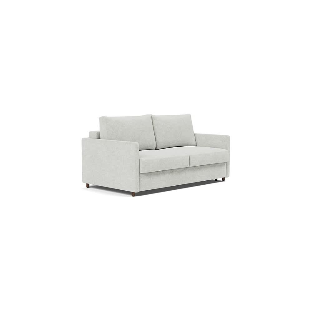 Neah Sofa Bed with Slim Arms in Size Queen with Fabric Color of Adario Fog - 256