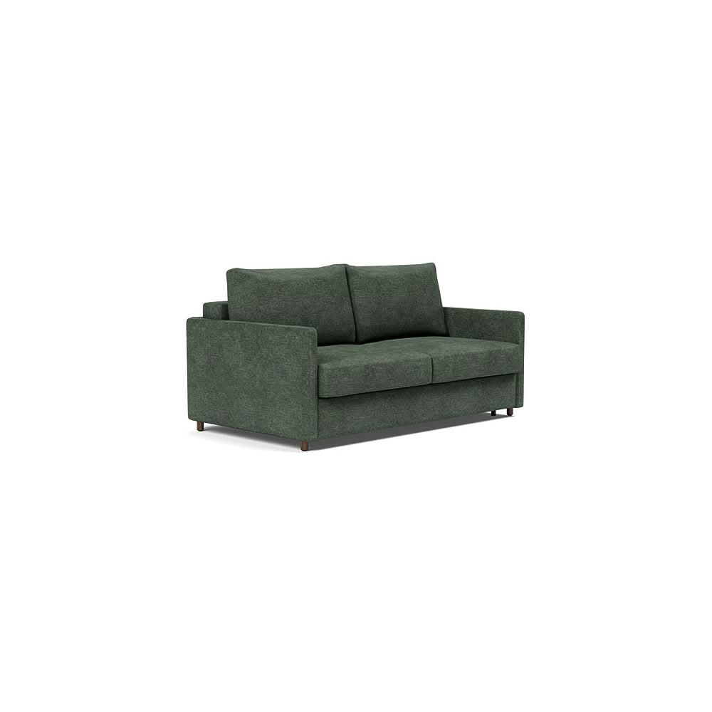 Neah Sofa Bed with Slim Arms in Size Queen with Fabric Color of Avella Pine Green - 281