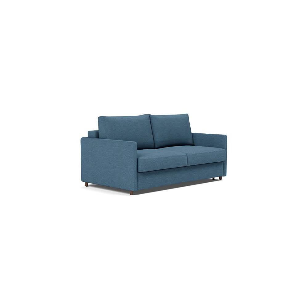 Neah Sofa Bed with Slim Arms in Size Queen with Fabric Color of Weda Blue - 302