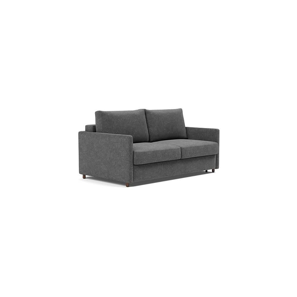 Neah Sofa Bed with Slim Arms in Size Queen with Fabric Color of Taura Deep Grey - 350