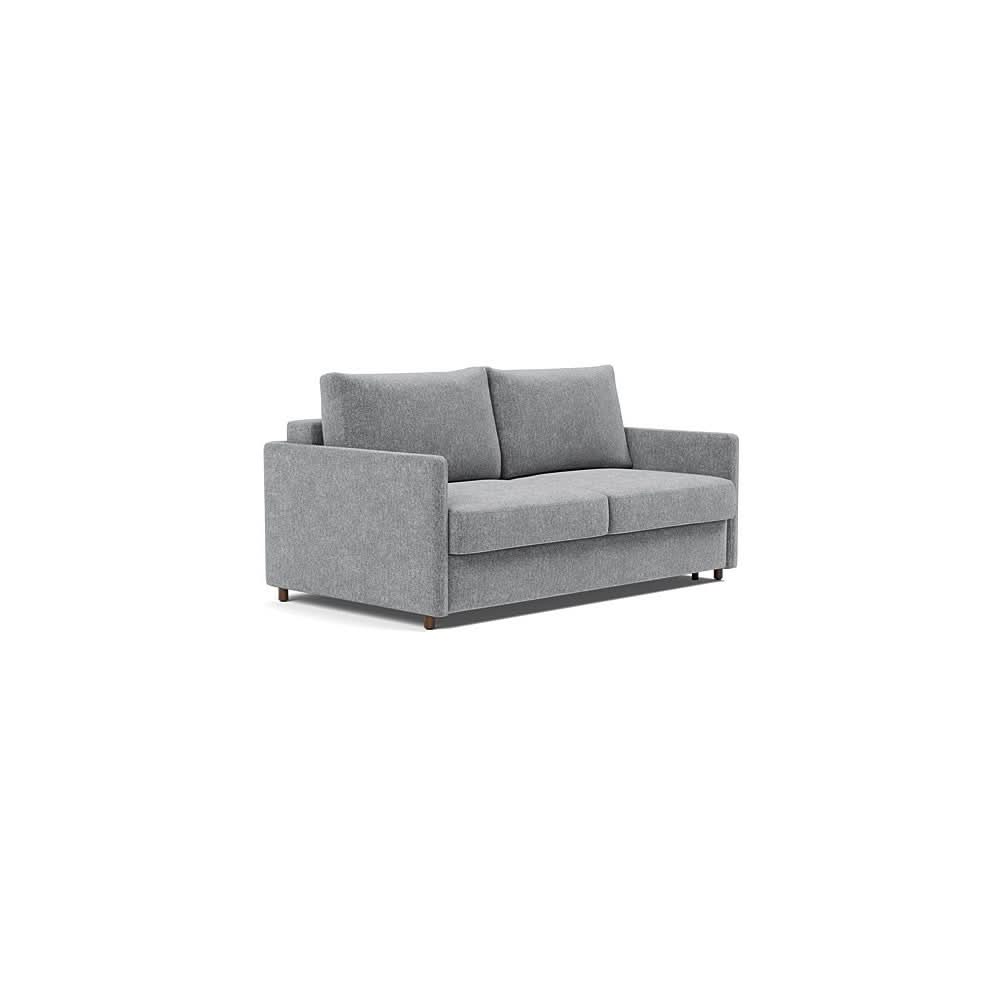 Neah Sofa Bed with Slim Arms in Size Queen with Fabric Color of Taura Slate Grey - 351