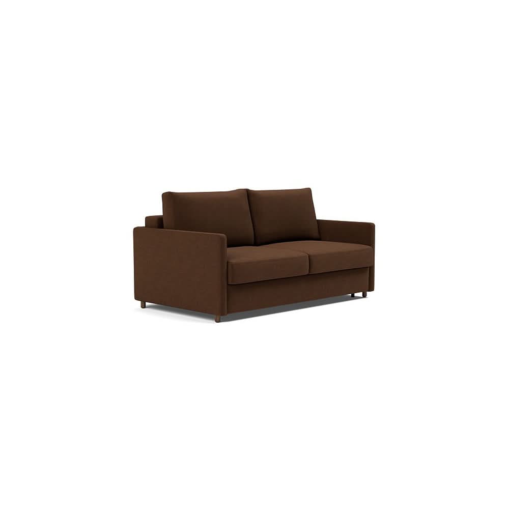 Neah Sofa Bed with Slim Arms in Size Queen with Fabric Color of Taura Cappuccino - 359