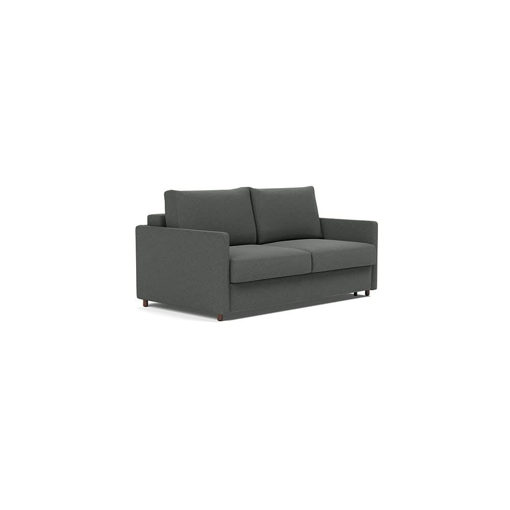 Neah Sofa Bed with Slim Arms in Size Queen with Fabric Color of Boucle Charcoal - 529