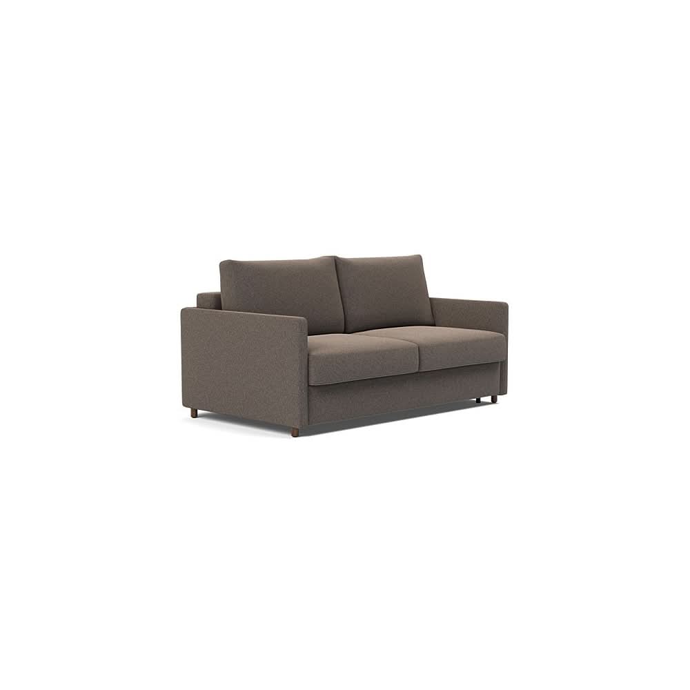 Neah Sofa Bed with Slim Arms in Size Queen with Fabric Color of Boucle Taupe - 530