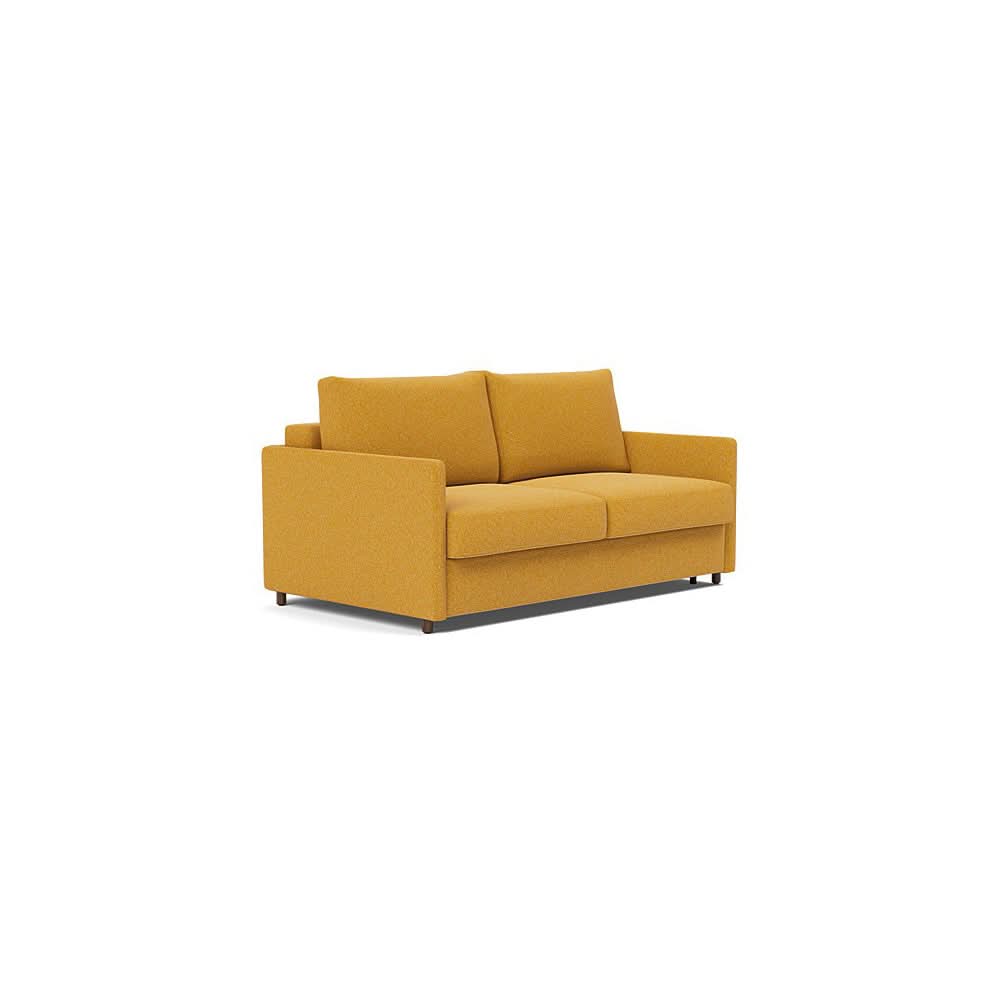 Neah Sofa Bed with Slim Arms in Size Queen with Fabric Color of Boucle Ochre - 536