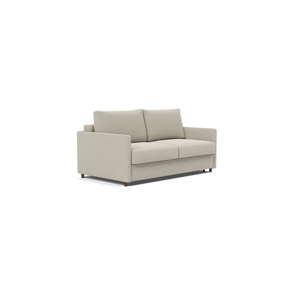 Neah Sofa Bed with Slim Arms in Size Queen with Fabric Color of Boucle Beige - 539