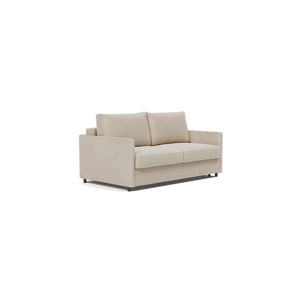 Neah Sofa Bed with Slim Arms in Size Queen with Fabric Color of Phobos Latte - 586
