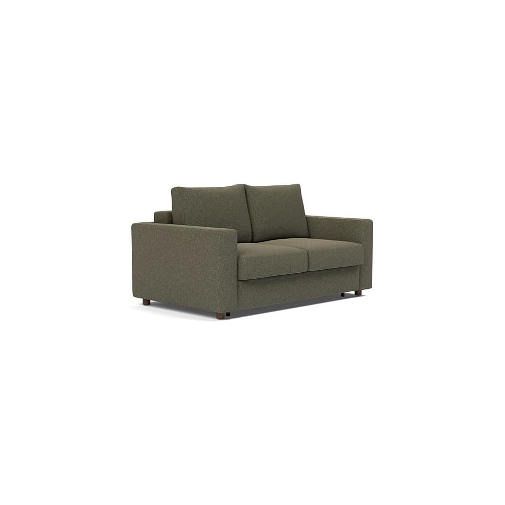 Neah Sofa Bed with Standard Arms in Size Full with Fabric Color of Boucle Forest Green - 535