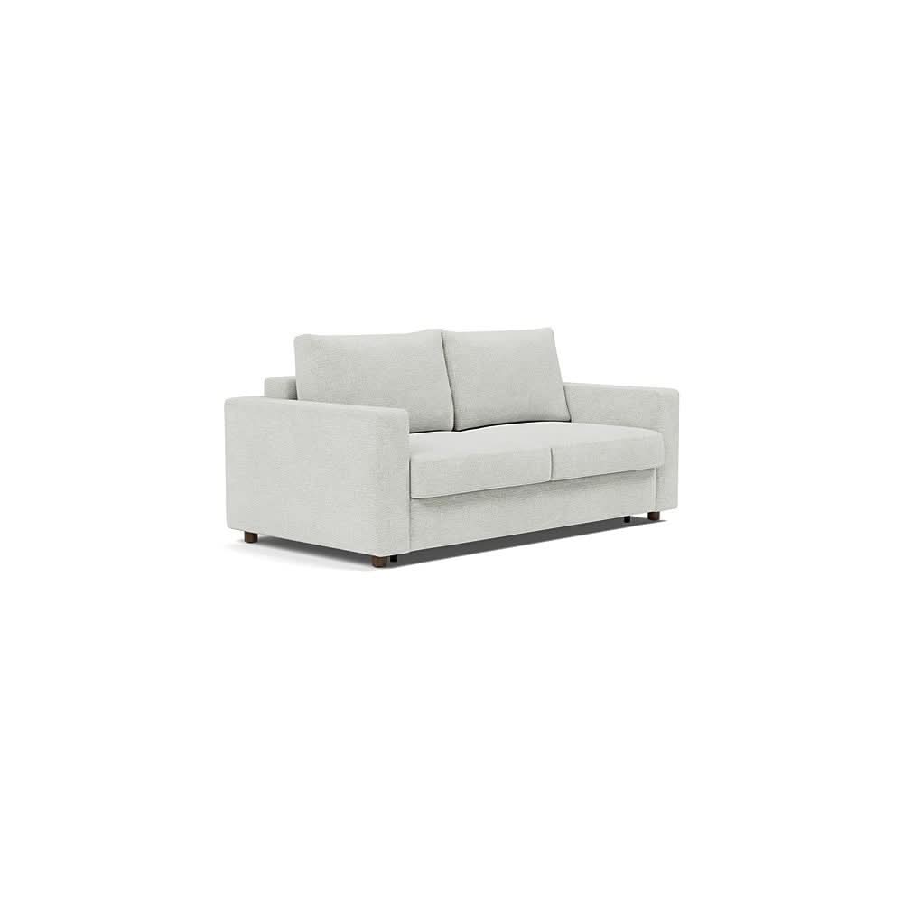Neah Sofa Bed with Standard Arms in Size Queen with Fabric Color of Adario Fog - 256