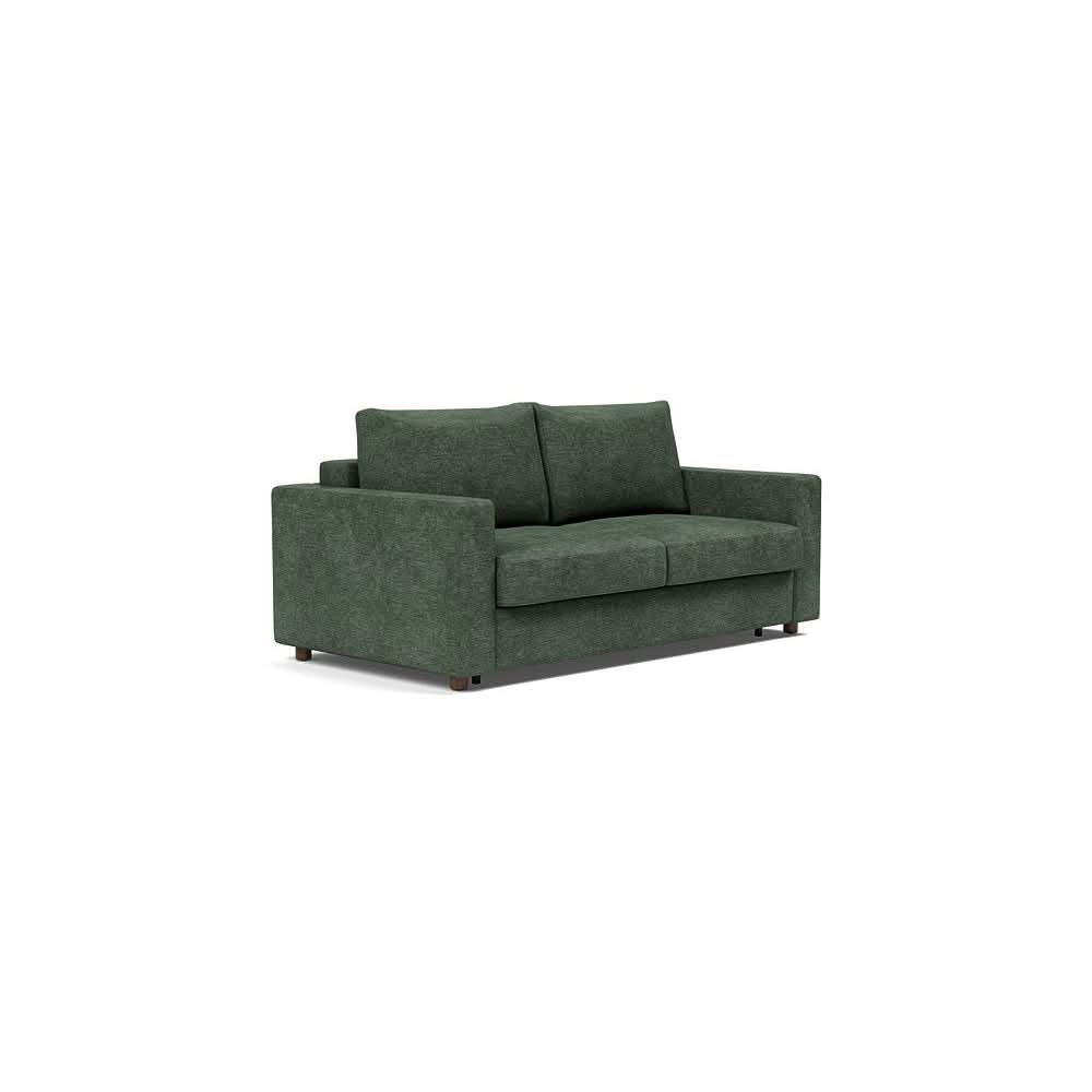 Neah Sofa Bed with Standard Arms in Size Queen with Fabric Color of Avella Pine Green - 281
