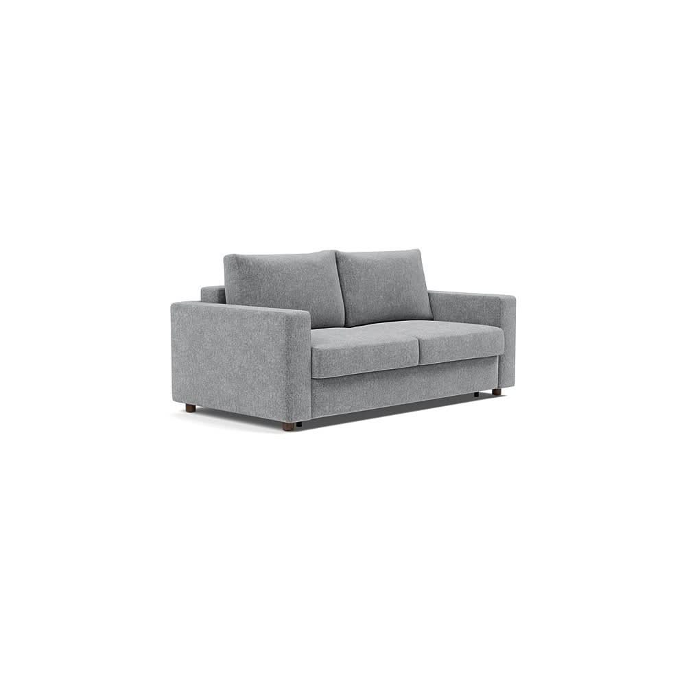Neah Sofa Bed with Standard Arms in Size Queen with Fabric Color of Taura Slate Grey - 351